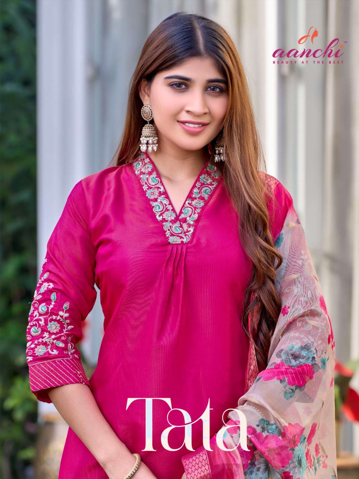 AANCHI TATA PURE SIMMER EMBROIDERY DRESSES-00286