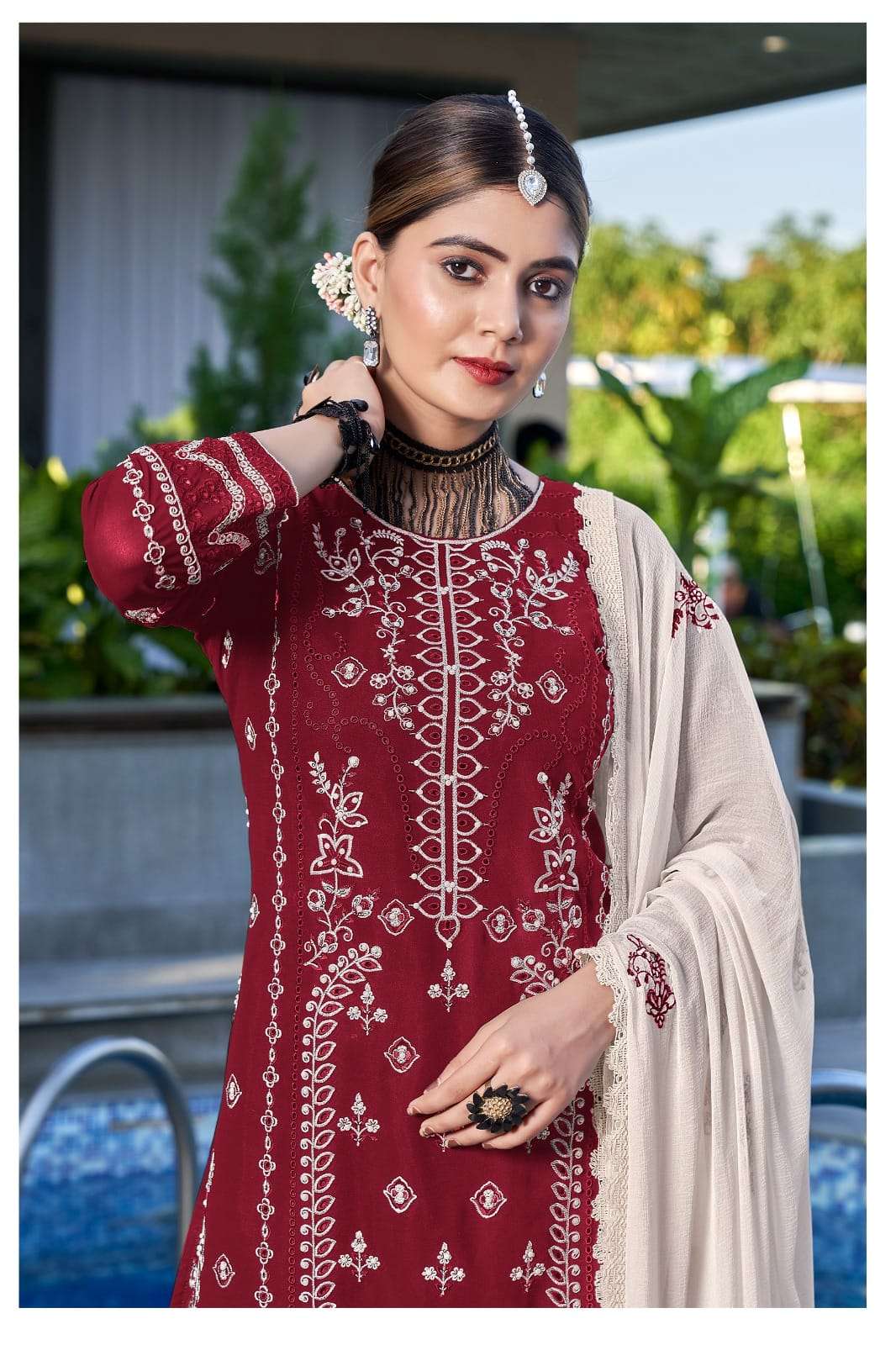 AL FATIMA 102 SERIES BY ASLIWHOLESALE DESIGNER PURE FAUX GEORGETTE PAKISTANI DRESSES-00097