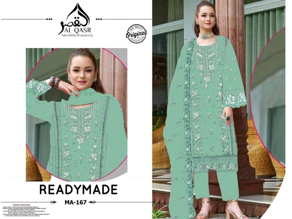 AL QASR MA-167 COLOUR PURE ORGANZA EMBROIDERY PAKISTANI DRESSES-00245