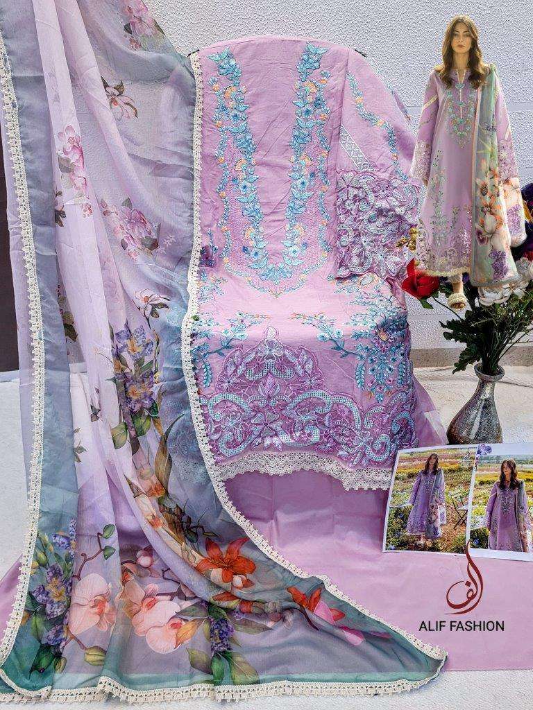 ALIF FASHION A-178 SERIES HEAVY PURE COTTON EMBROIDERY PAKISTANI DRESS-00022
