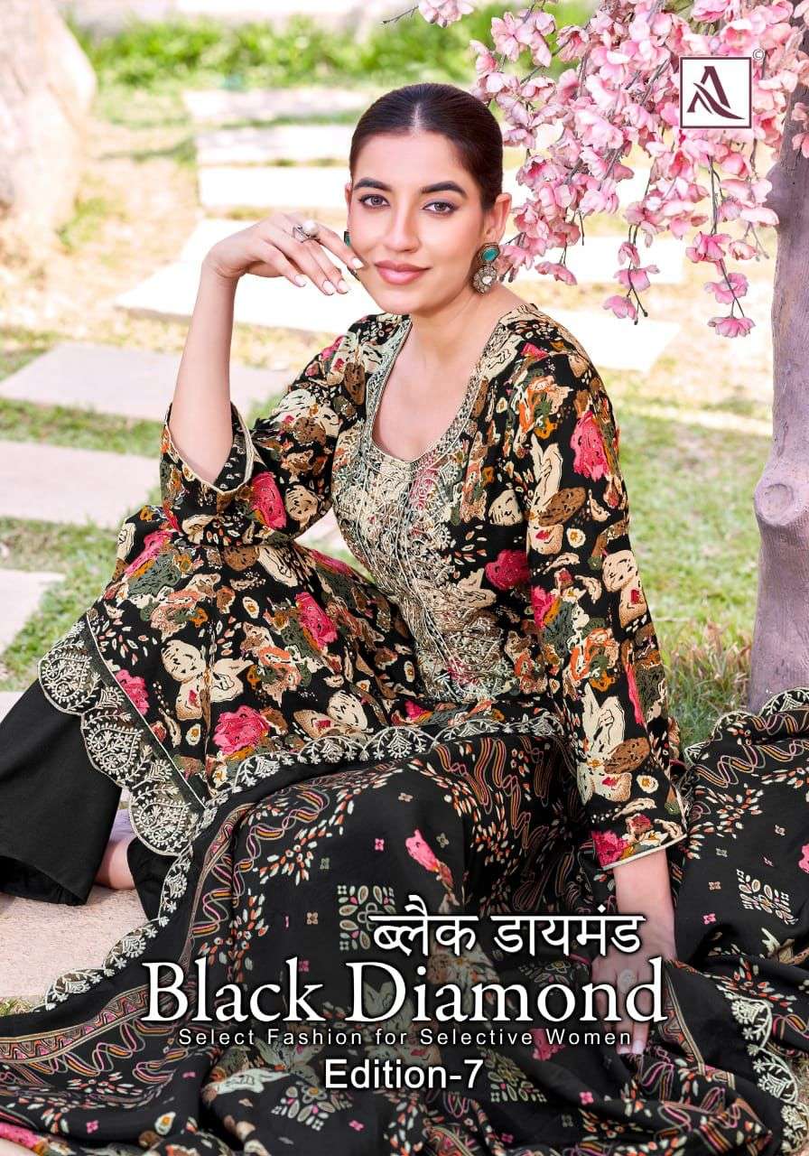 ALOK SUIT BLACK DIAMOND VOL-07 1946-780-001 TO 1946-780-006 SERIES RAYON EMBROIDERY-00201