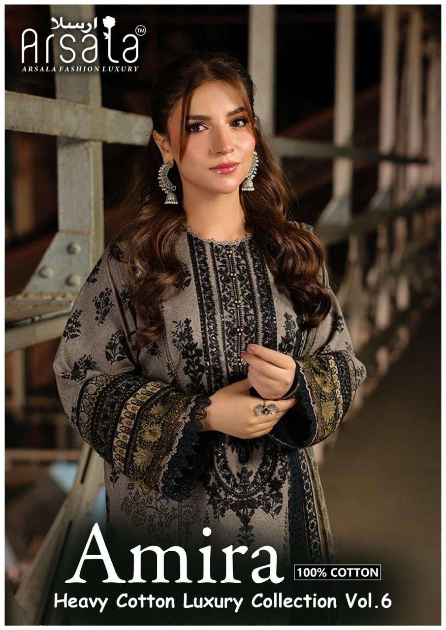 ARSALA AMIRA VOL-06 601 TO 606 SERIES DESIGNER FACNY COTTON PRINT DRESSES-00062