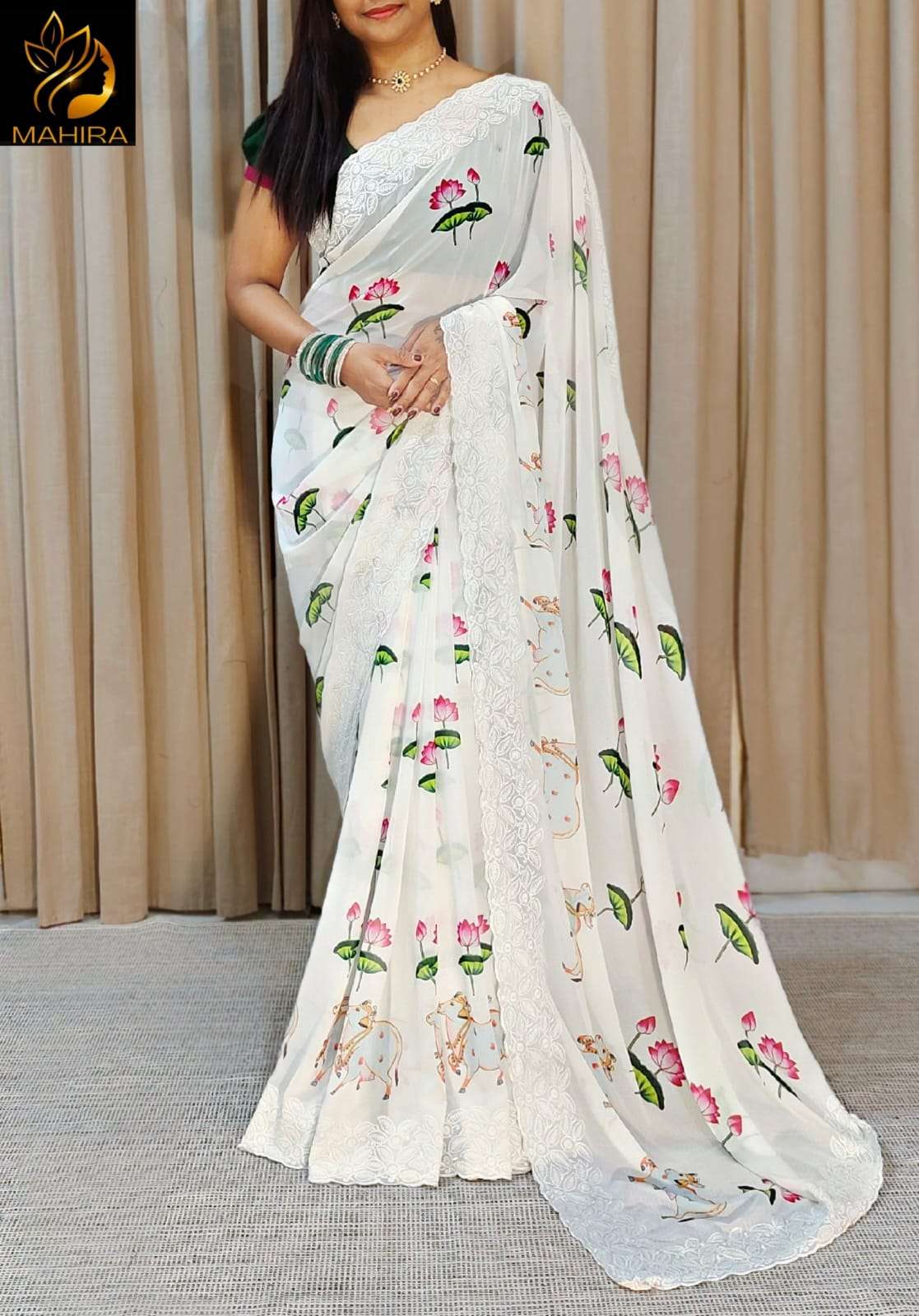 ASVI FLORAL BUTTA-9 BY ASLIWHOLESALE DESIGNER SOFT HANDLOOM GEORGETTE SAREES-00222