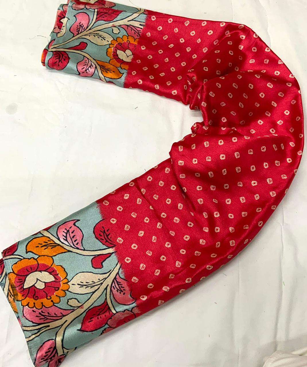 BANDHANI KALMKARI BY ASLIWHOLESALE DESIGNER PURE SILK PRINTED SAREES-00254