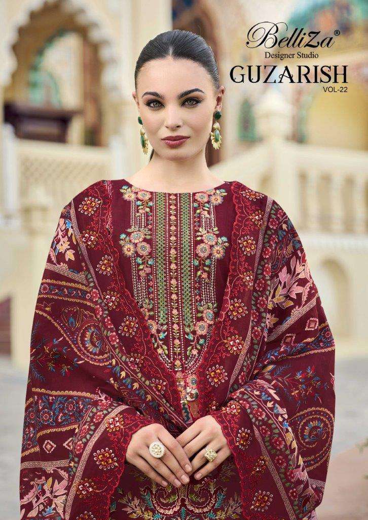 BELLIZA GUZARISH VOL-22 840-001 TO 840-008 SERIES COTTON EMBROIDERY DRESSES-00011