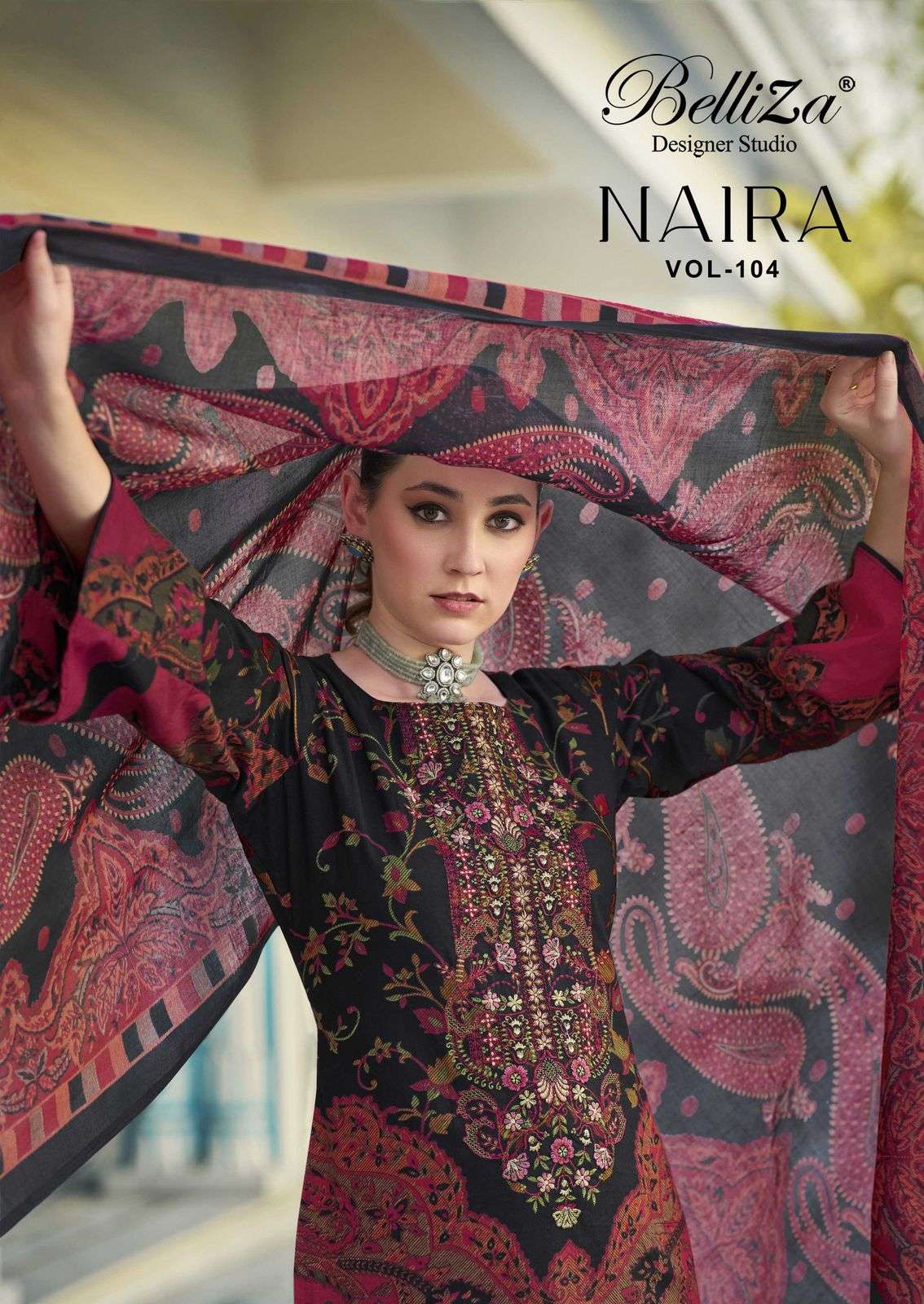 BELLIZA NAIRA VOL-104 838-001 TO 838-008 SERIES COTTON EMBROIDERY DRESSES-00201