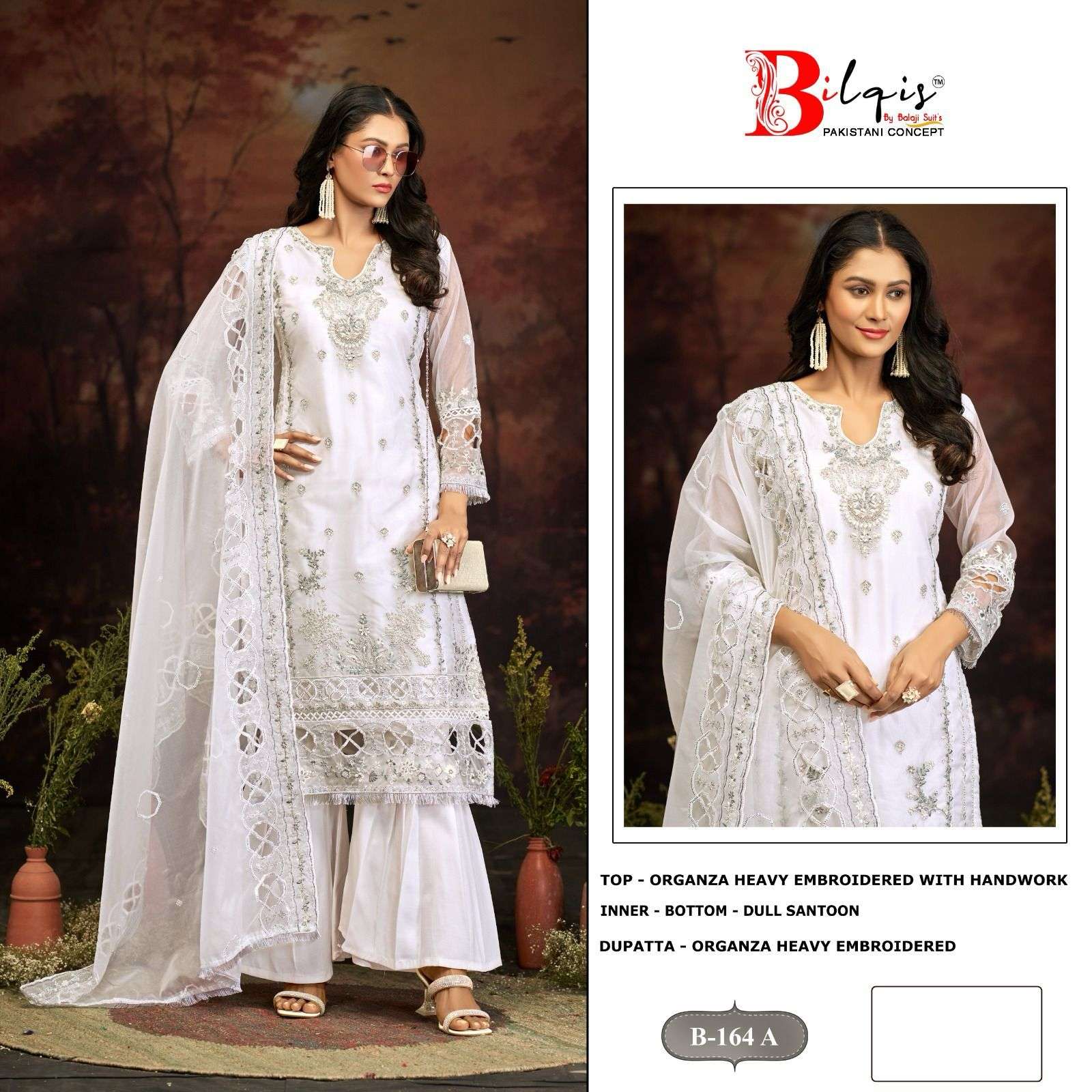 BILQIS B-164 NX DESIGNER HEAVY ORGANZA EMBROIDERED PAKISTANI DRESSES-00201