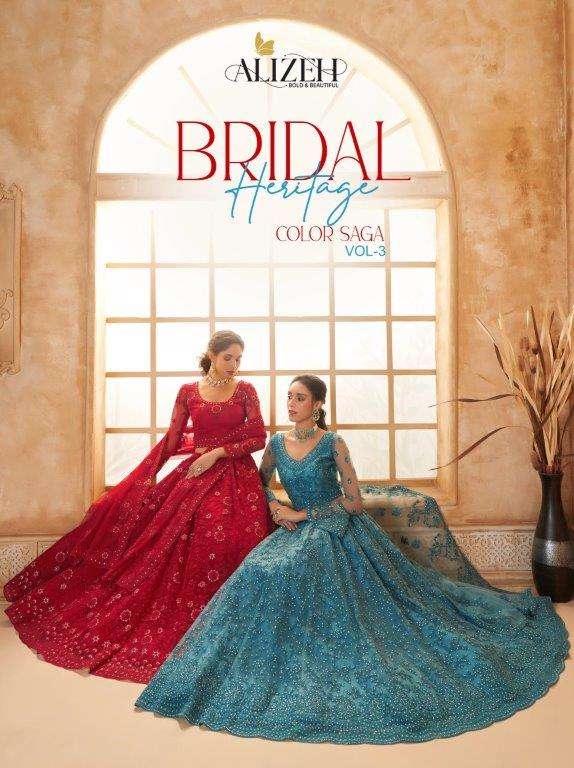 BRIDAL HERITAGE COLOUR SAGA VOL-03 BY ALIZEH 1074 TO 1084 SERIES PURE NET EMBROIDERY LEHENGAS-00001