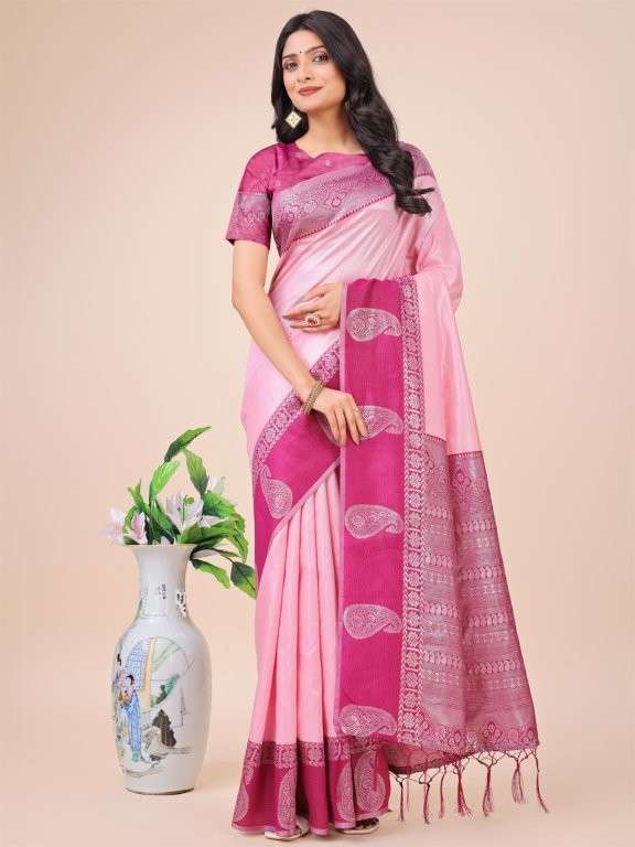 CUDBURY BY ASLIWHOLESALE DESIGNER PURE LINEN COTTON SAREES-00281