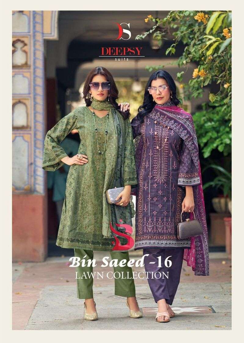 DEEPSY SUITS BIN SAEED VOL-16 16001 TO 16008 SERIES COTTON PAKISTANI DRESSES-00201
