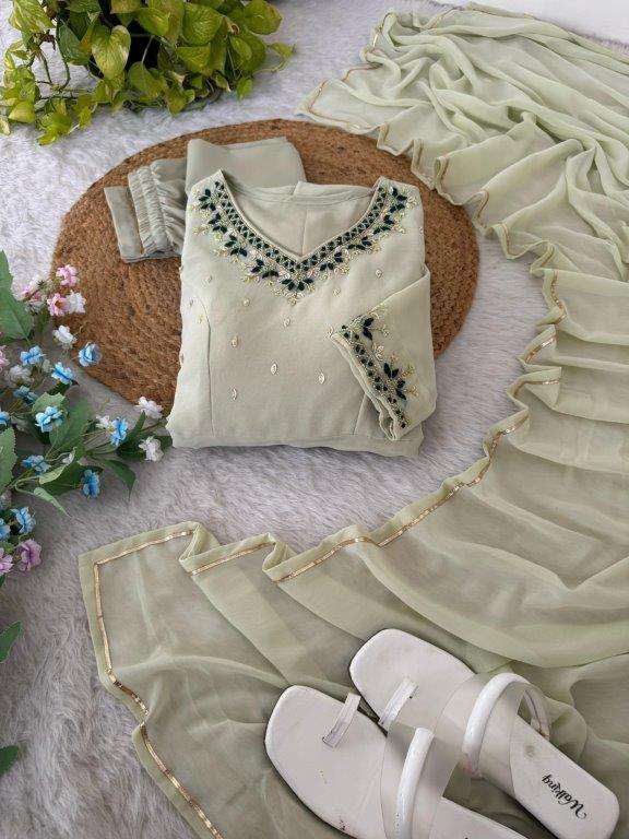 DN-468 BY ASLIWHOLESALE DESIGNER PURE FAUX GEORGETTE EMBROIDERY GOWNS-00232