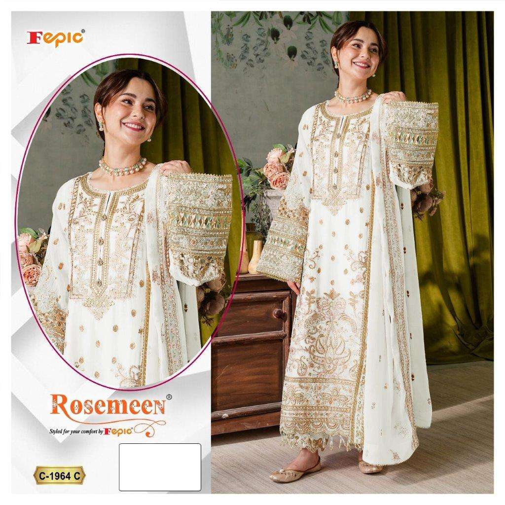 FEPIC ROSEMEEN C-1964 COLOURS DESIGNER ORGANZA HEAVY EMBROIDERY DRESSES-00201
