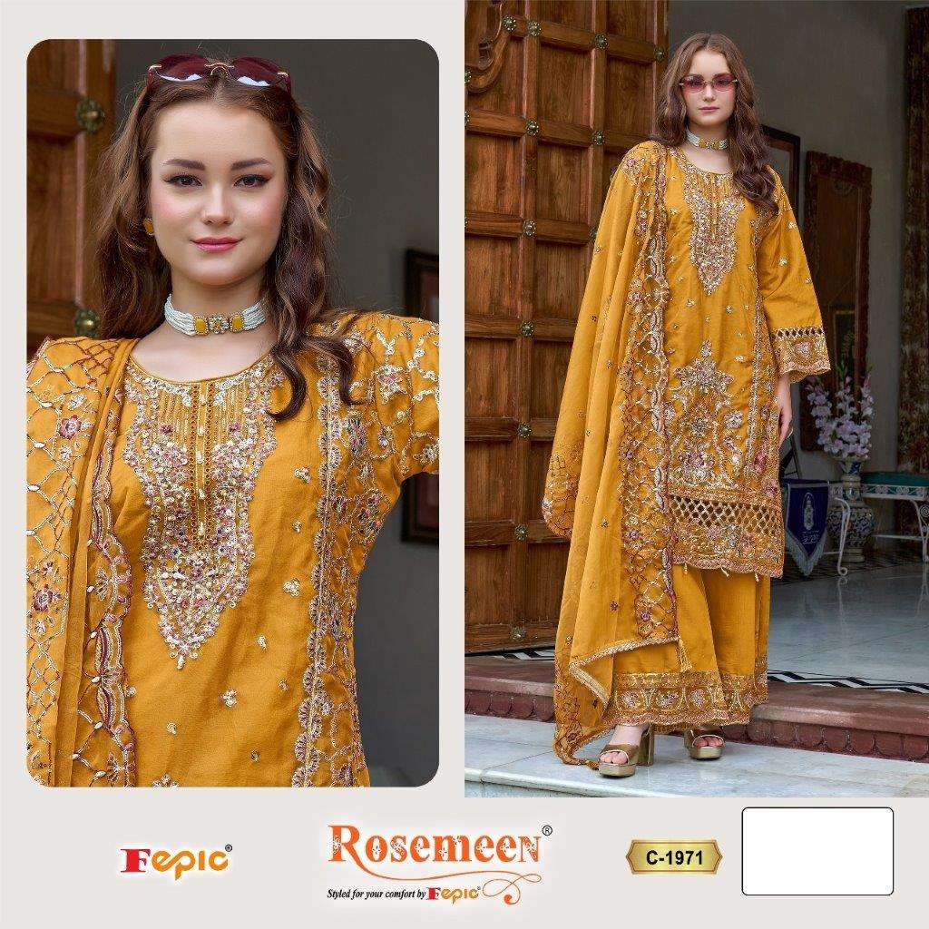 FEPIC ROSEMEEN C-1971 COLOURS DESIGNER ORGANZA HEAVY EMBROIDERY DRESSES-00201