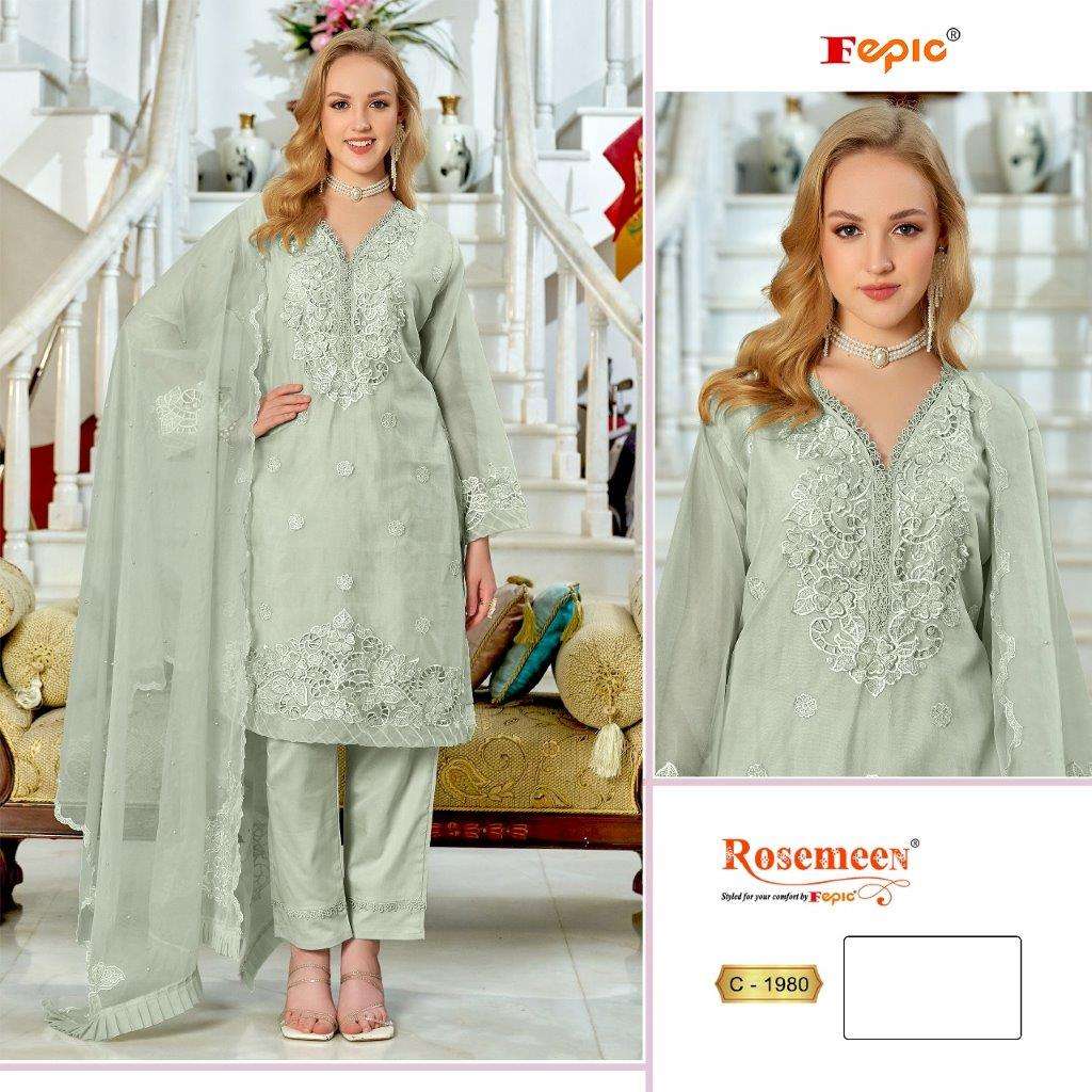 FEPIC ROSEMEEN C-1980 COLOURS DESIGNER ORGANZA HEAVY EMBROIDERY DRESSES-00201