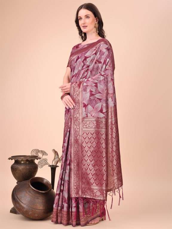 FLORAL STYLE BY ASLIWHOLESALE DESIGNER PURE COTTON SAREES-00281