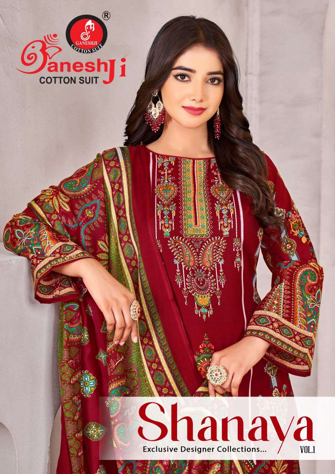 GANESHJI COTTON SUIT SHANAYA VOL-1 1001 TO 1008 SERIES PURE COTTON PRINTED DRESSES-00062