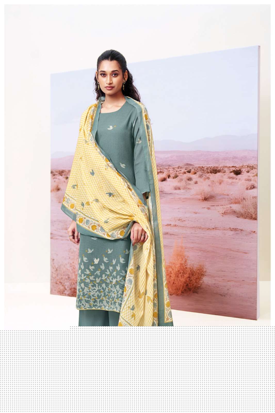 GANGA FASHION ABEEHA S3415-A TO S3415-D SERIES PURE COTTON PRINTED EMBROIDERY DRESSES-00252