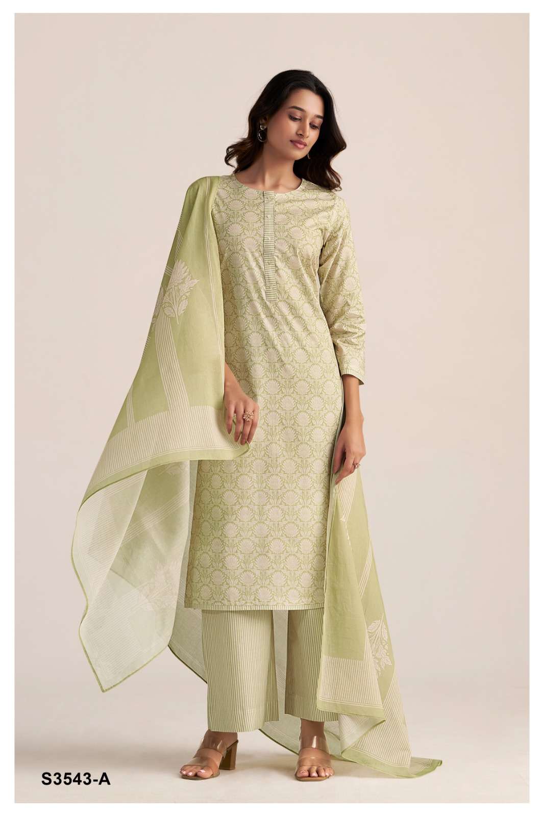 GANGA FASHION ALYSSA  S3543-A TO S3543-D SERIES PURE COTTON PRINTED DRESSES-00252