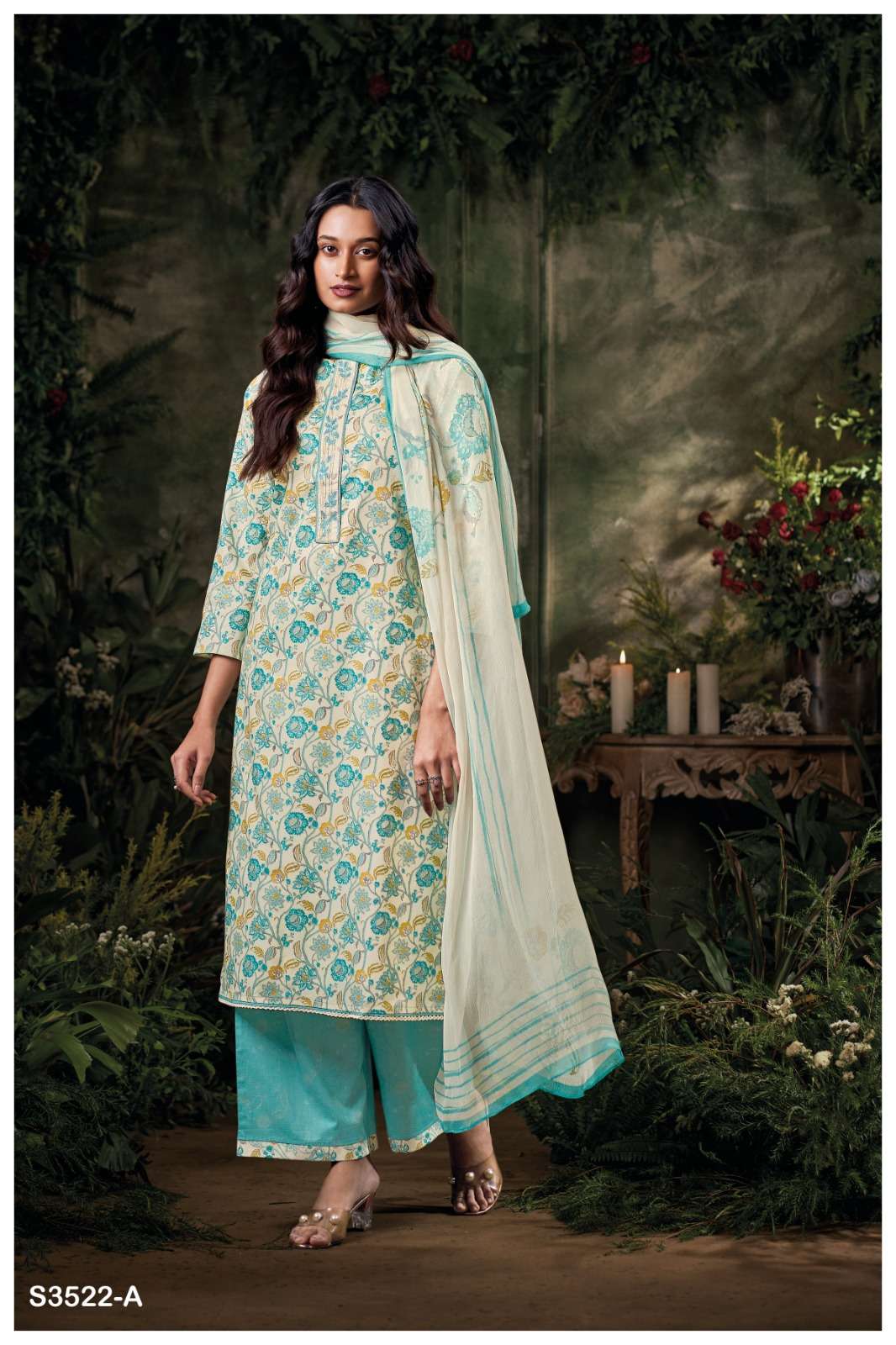 GANGA FASHION BHAVIYA S3522-A TO S3522-D SERIES PURE COTTON PRINTED EMBROIDERY DRESSES-00252