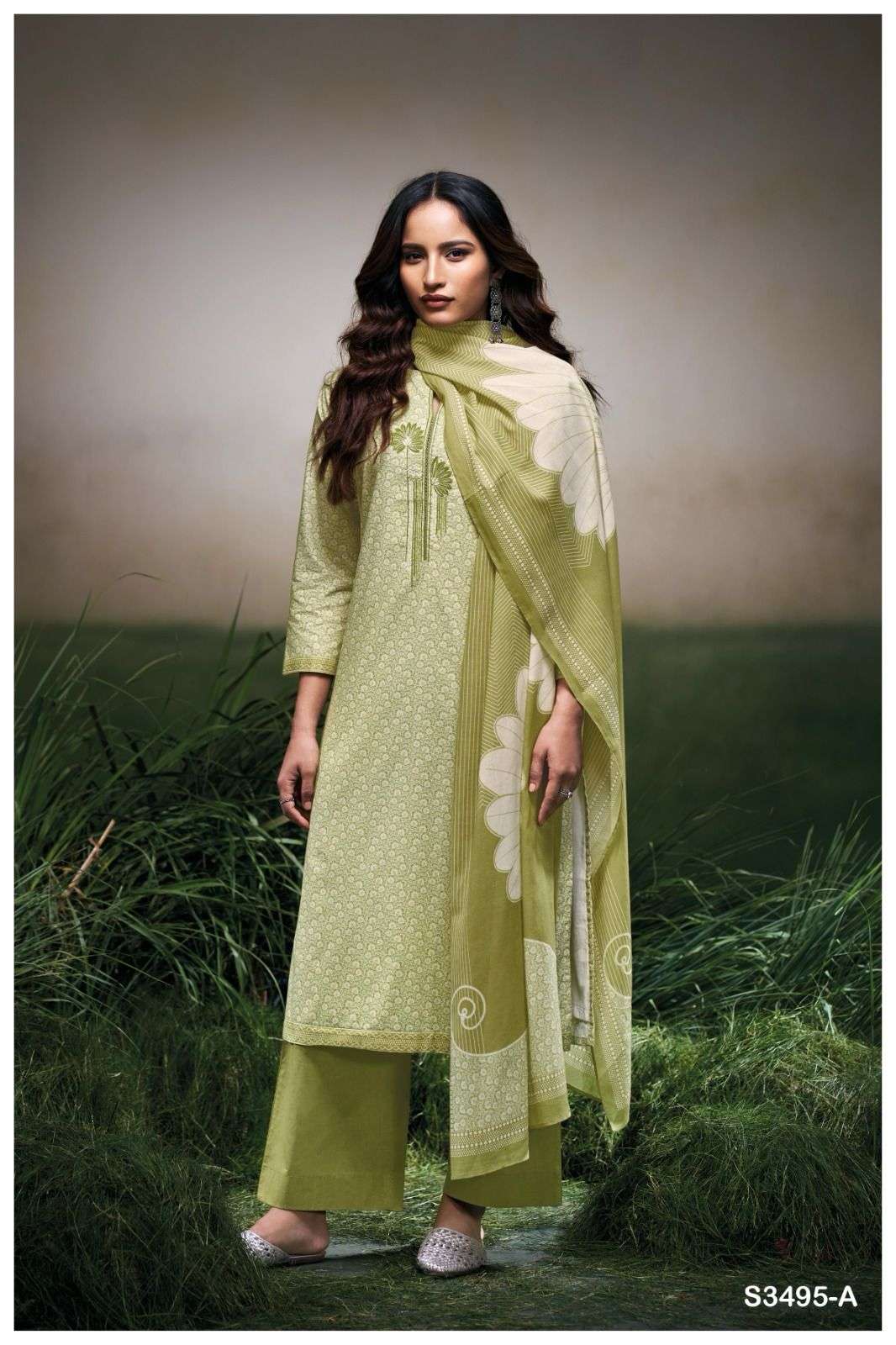 GANGA FASHION CARISSA S3495-A TO S3495-D SERIES PURE COTTON PRINTED DRESSES-00252