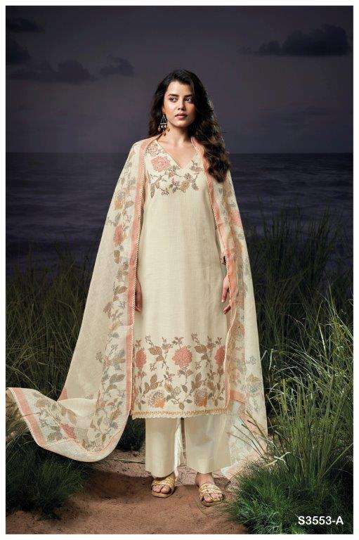 GANGA FASHION DEETI S3553-A TO S3553-D SERIES PURE COTTON PRINTED EMBROIDERY DRESSES-00252