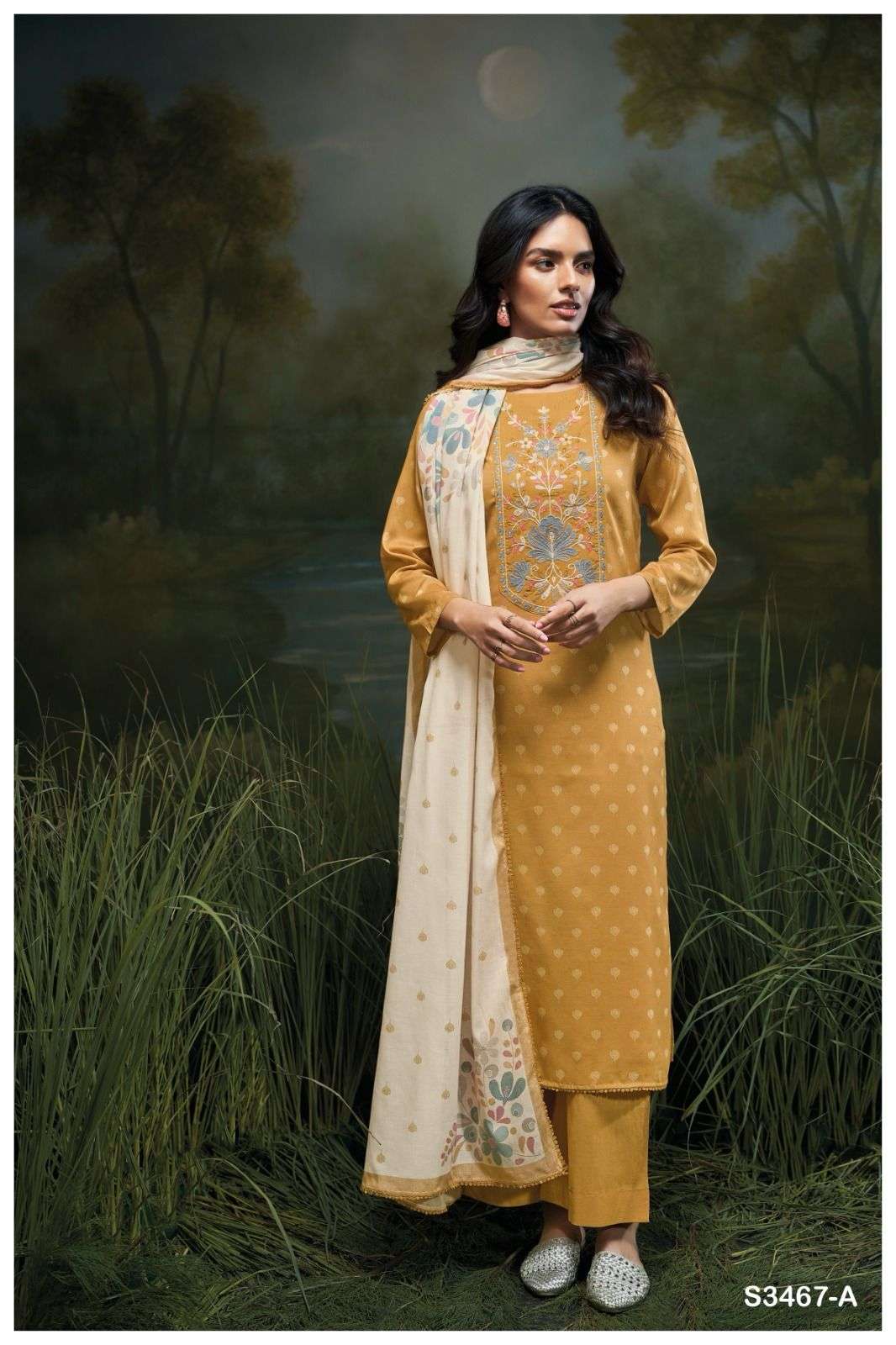 GANGA FASHION FARWA S3467-A TO S3467-D SERIES PURE COTTON PRINTED DRESSES-00252