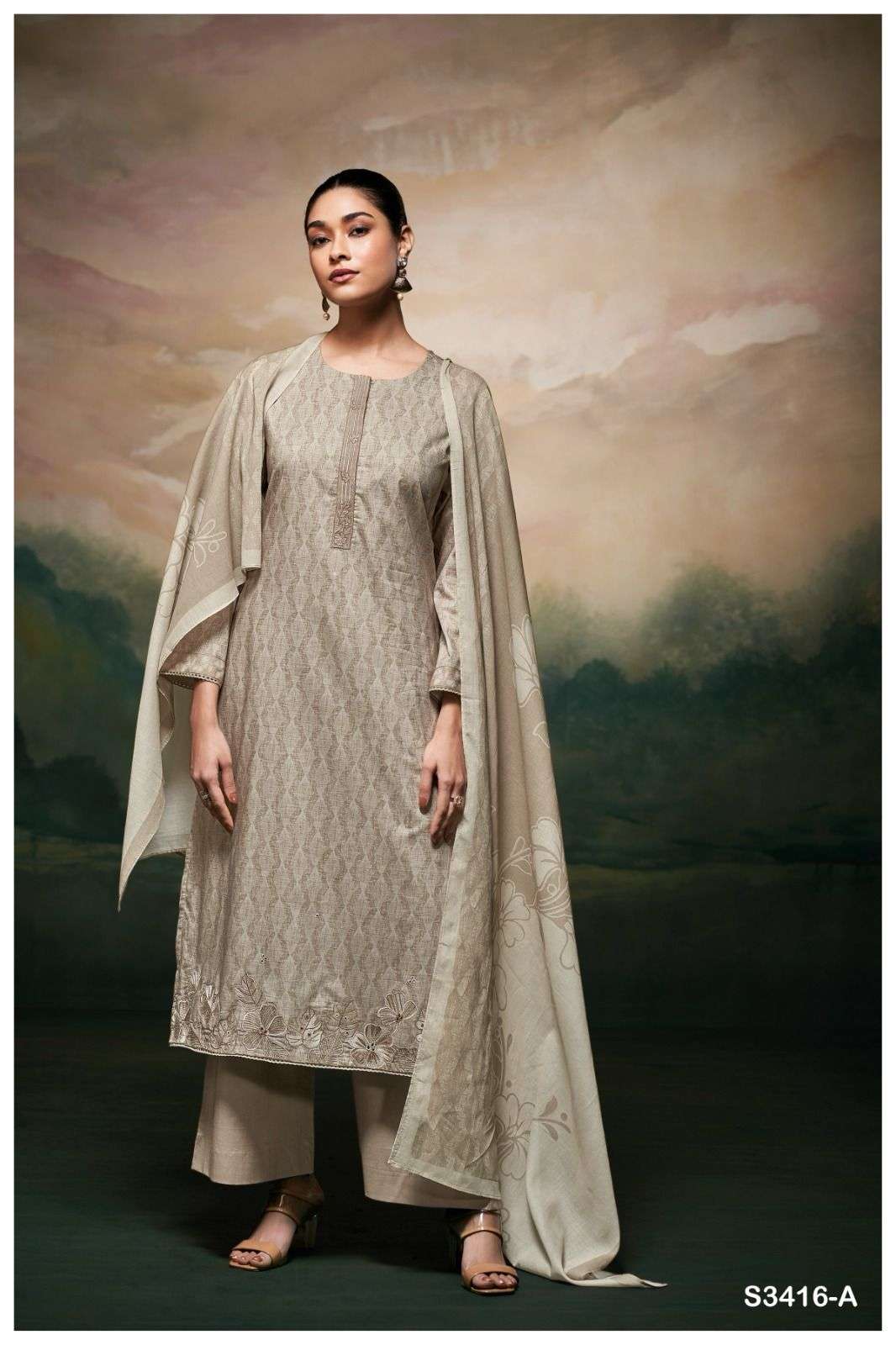 GANGA FASHION IKARAM S3416-A TO S3416-D SERIES PURE COTTON PRINTED DRESSES-00252