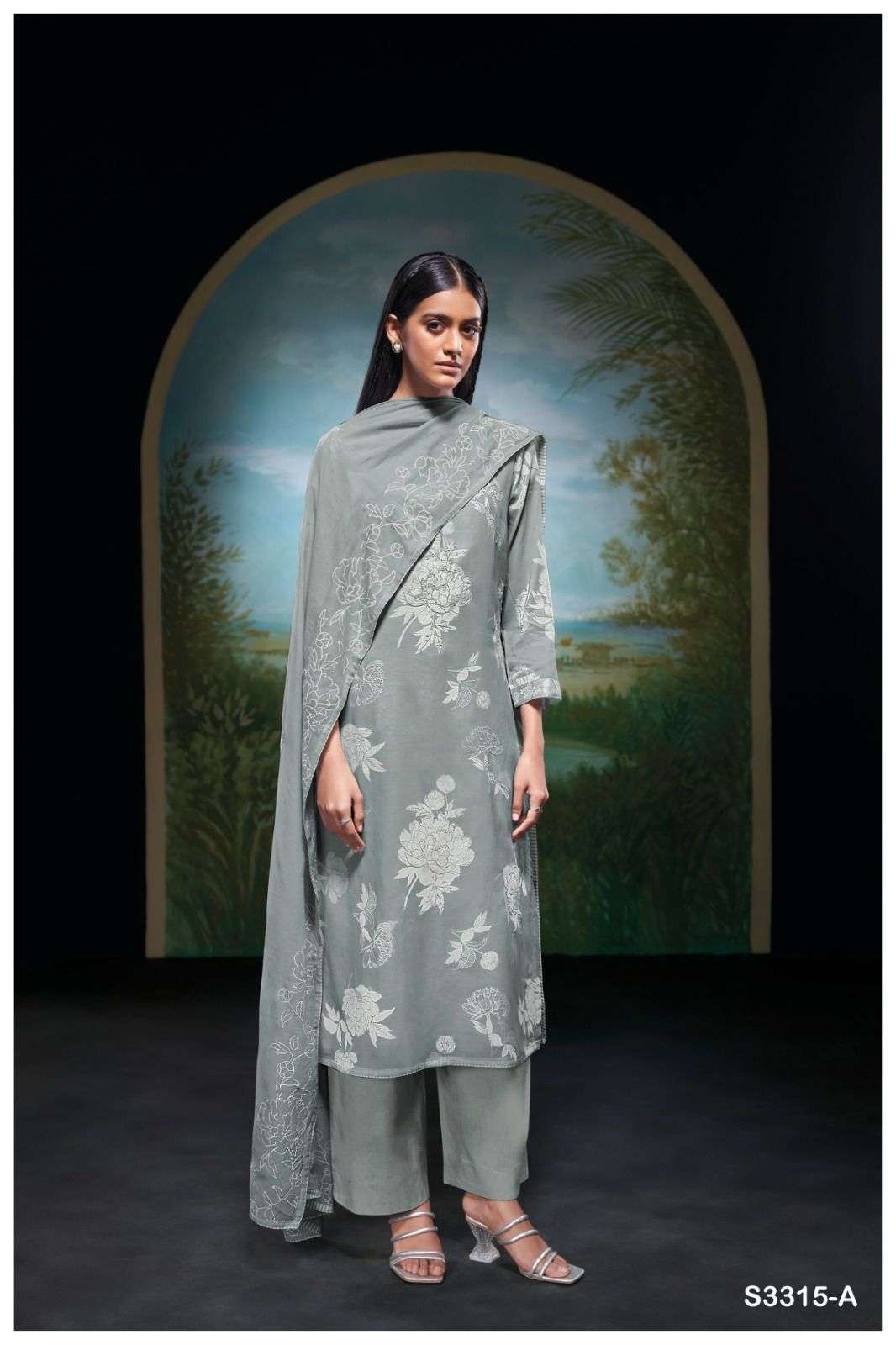 GANGA FASHION INDIRA S3315-A TO S3315-D SERIES PURE MAL PRINTED DRESSES-00252
