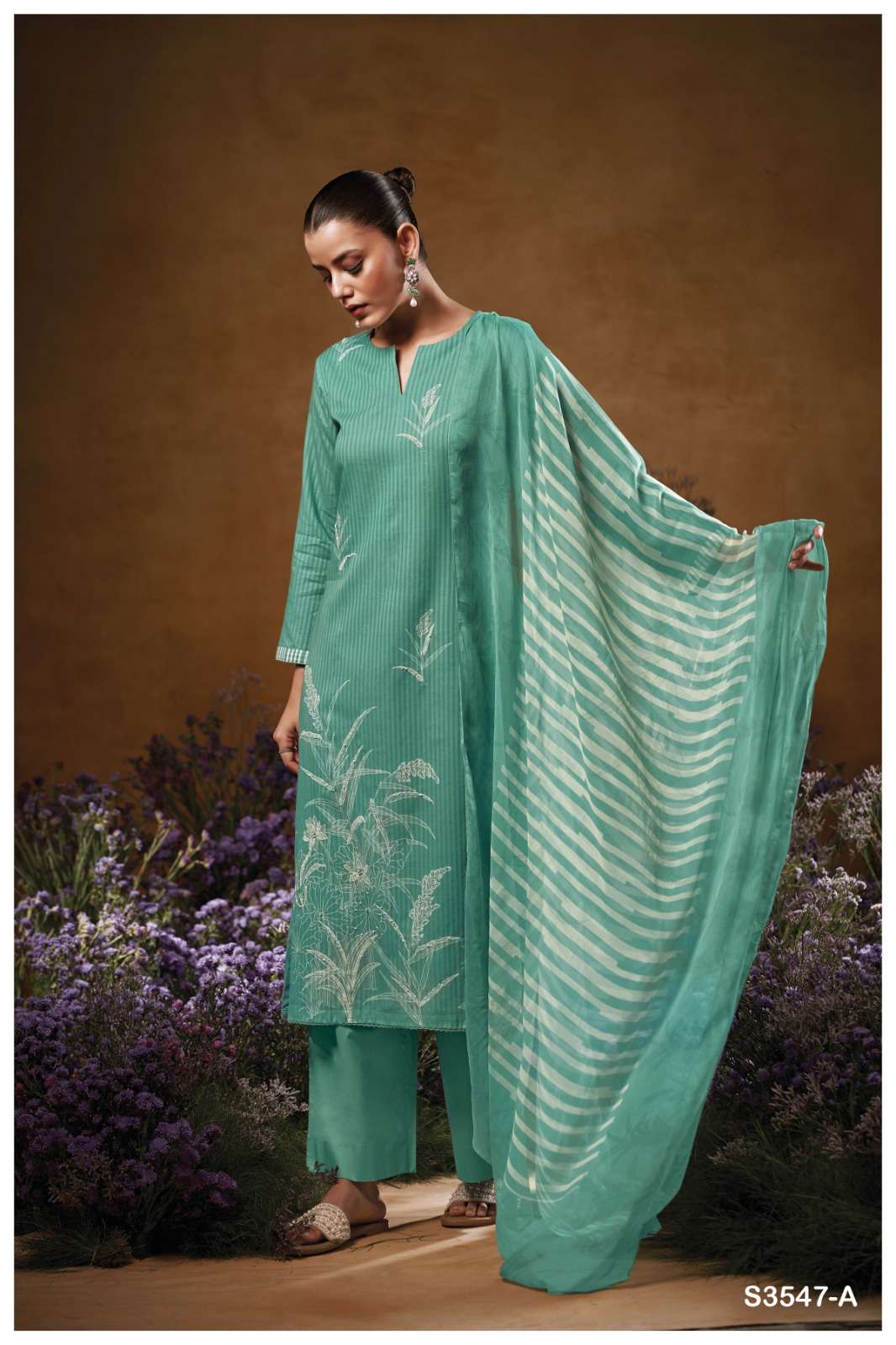 GANGA FASHION JACE S3547-A TO S3547-D SERIES PURE COTTON PRINTED EMBROIDERY DRESSES-00252