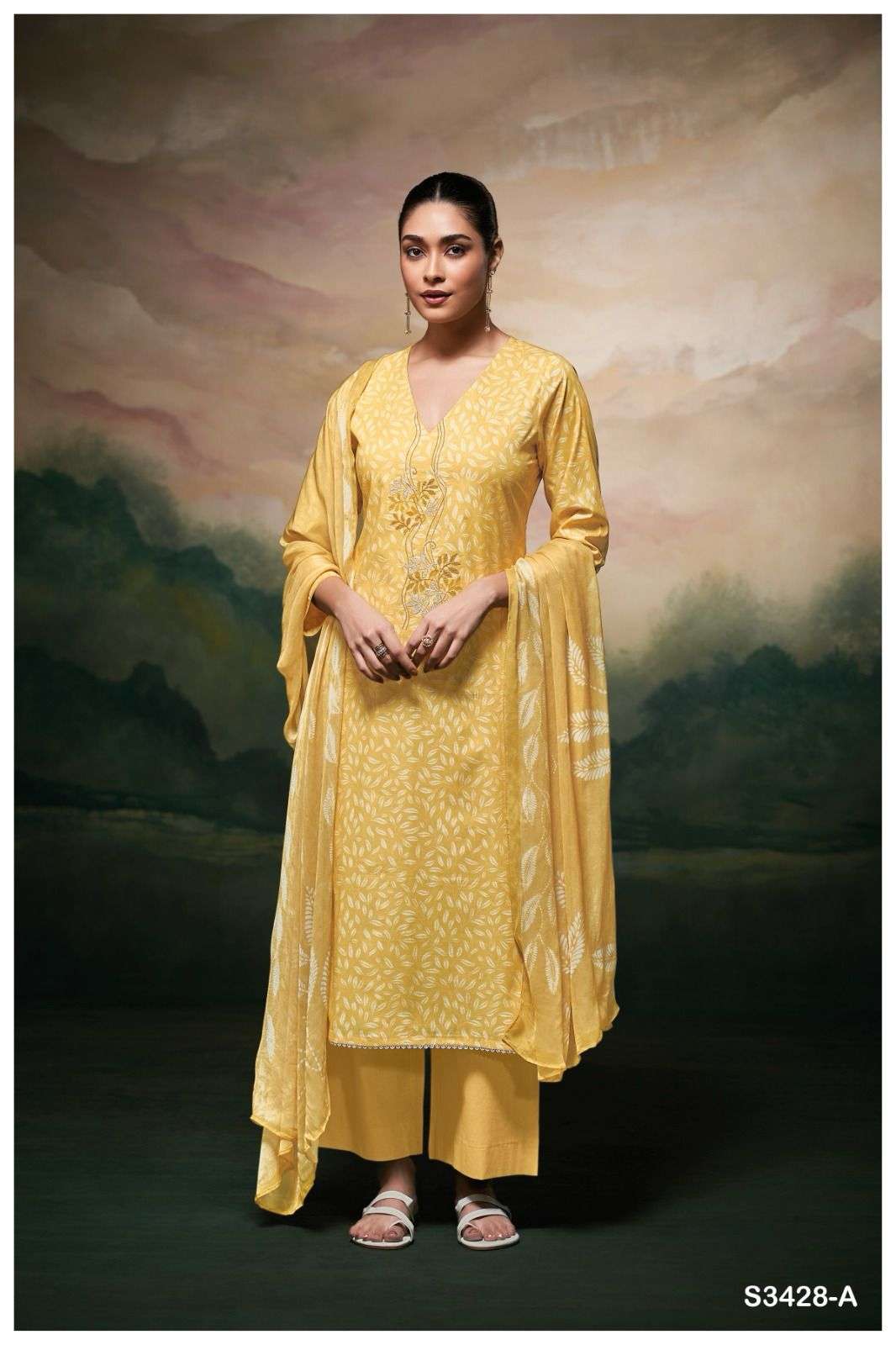 GANGA FASHION JOSLE S3428- A TO S3428-D SERIES PURE COTTON PRINTED DRESSES-00252