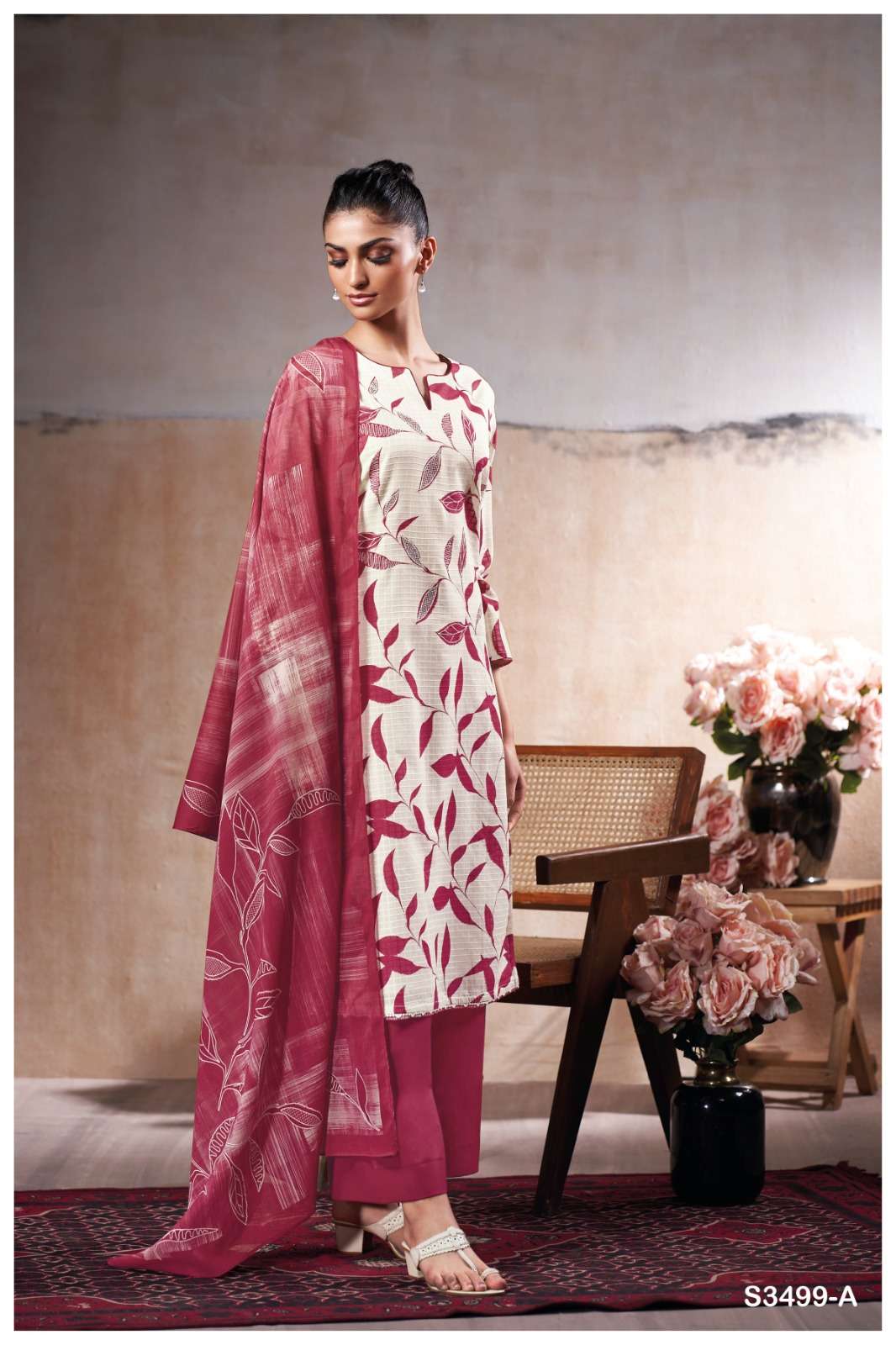 GANGA FASHION NATALY S3499-A TO S3499-D SERIES PURE COTTON PRINTED DRESSES-00252