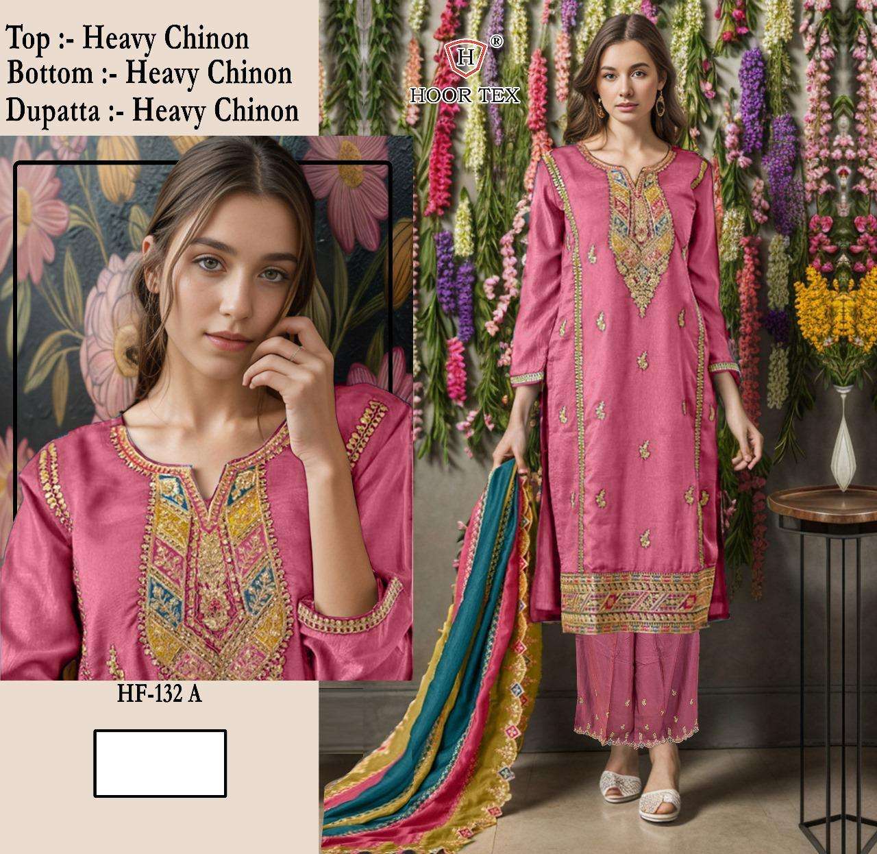 HOOR TEX HF-132 COLOURS DESIGNER CHINON EMBROIDERED PAKISTANI DRESSES-00020