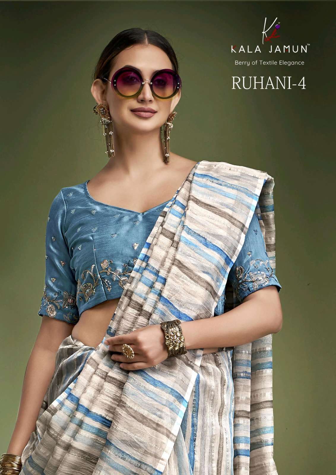 KALA JAMUN RUHANI VOL-04 DESIGNER SOFT PURE TISSUE FANCY PRINTED SAREES-00004