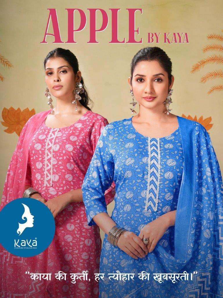 KAYA APPLE 01 TO 08 SERIES DESIGNER FANCY RAYON SLUB PRINTED KURTIS-00140