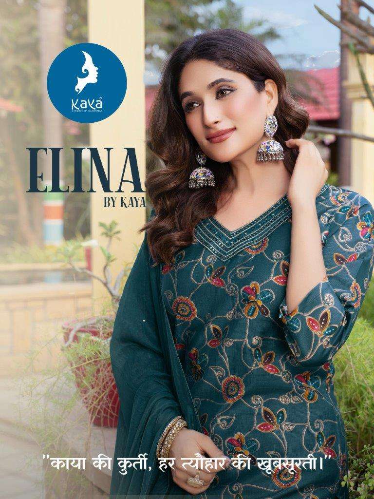KAYA ELINA 01 TO 06 SERIES DESIGNER FANCY VERTICAL SLUB PRINTED KURTIS-00140