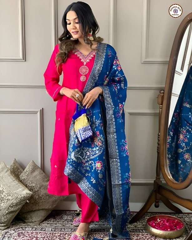 KF-4011 COLOUR BY ASLIWHOLESALE DESIGNER PURE VISCOSE CHANDERI EMBROIDERY DRESS-00096