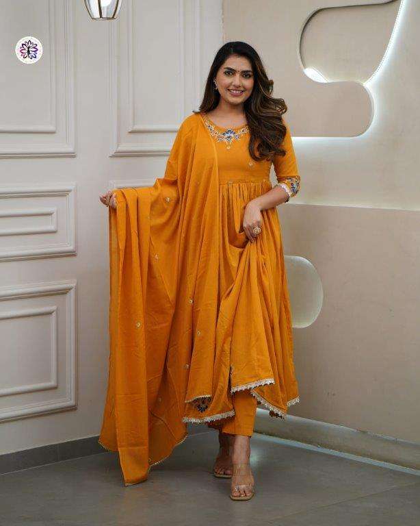 KF-4051 BY ASLIWHOLESALE DESIGNER PURE VISCOSE EMBROIDERY DRESSES-00096