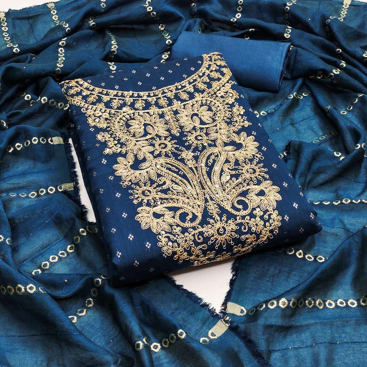 KISHU VOL-37 BY ASLIWHOLESALE DESIGNER PURE CHAMDERI EMBROIDERY DRESSES-00238