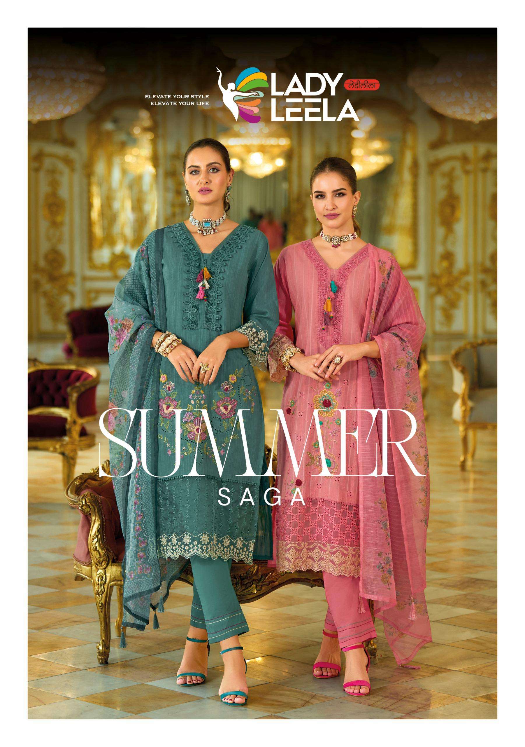 LADY LEELA SUMMER SAGA 31071 TO 31076 SERIES HANDWORK COTTON DRESSES-00028