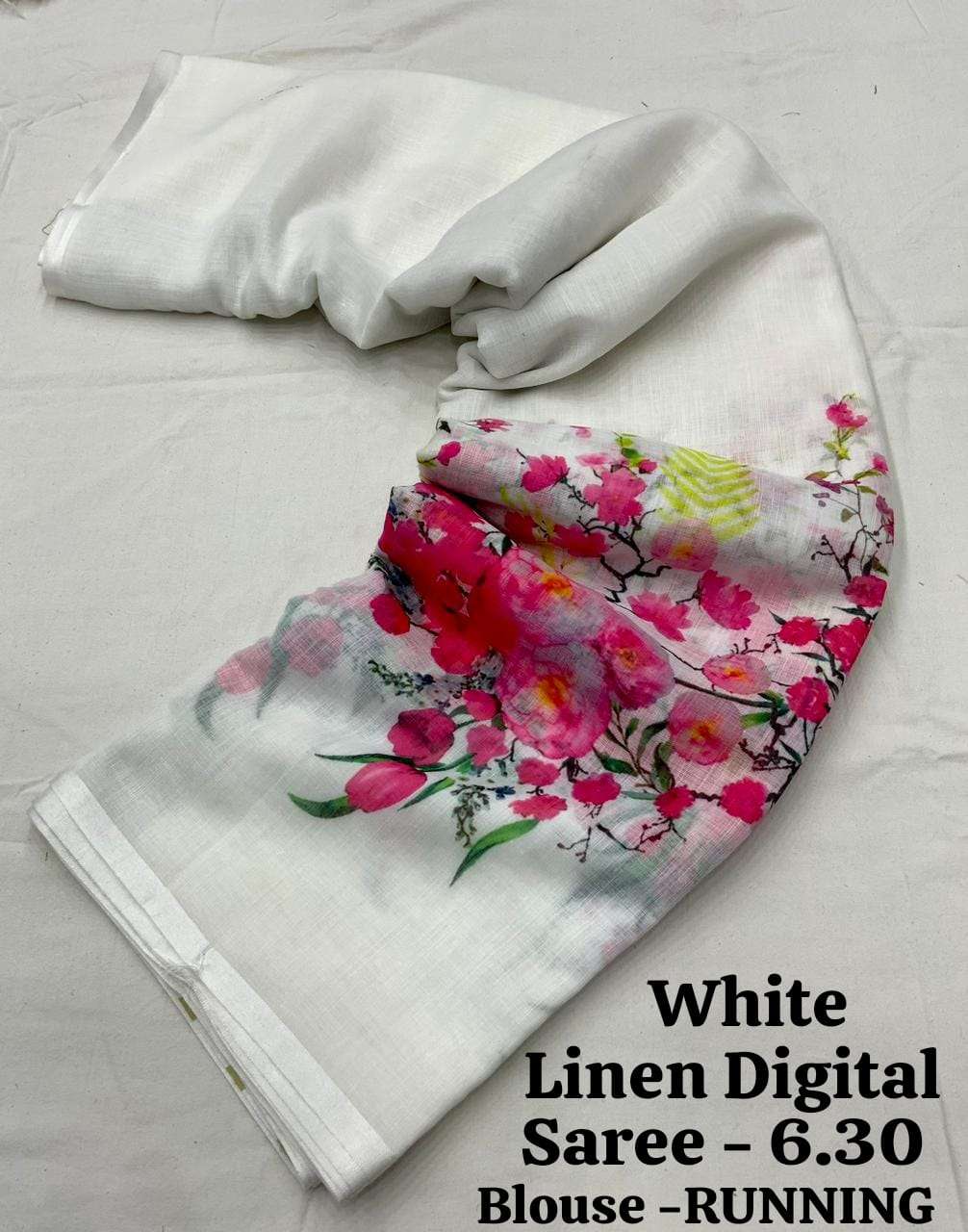 LINEN FLOWER BY ASLIWHOLESALE DESIGNER PURE LINEN PRINTED SAREES-00254