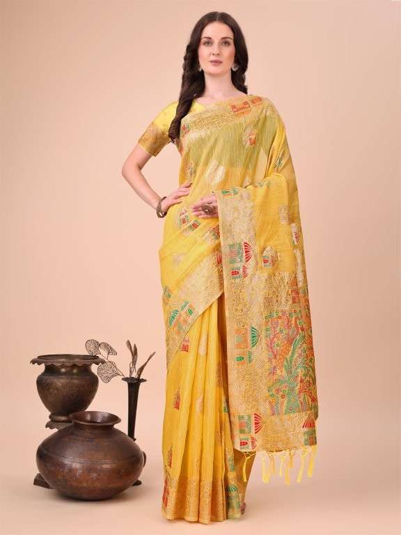 LINEN WEAVES BY ASLIWHOELSALE DESIGNER PURE LINEN COTTON SAREES-00281