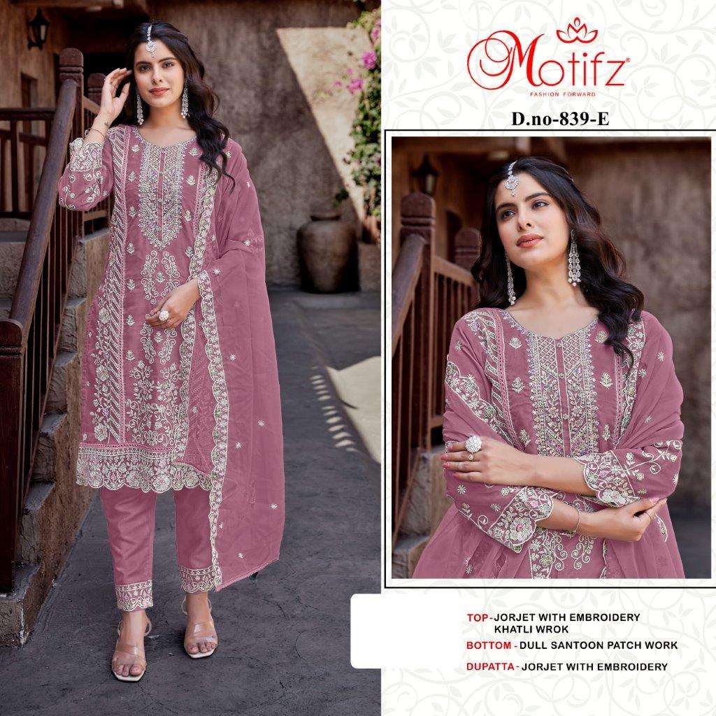 MOTIFZ 839 COLOURS DESIGNER GEORGETTE HEAVY EMBROIDERY PAKISTANI DRESSES-00201