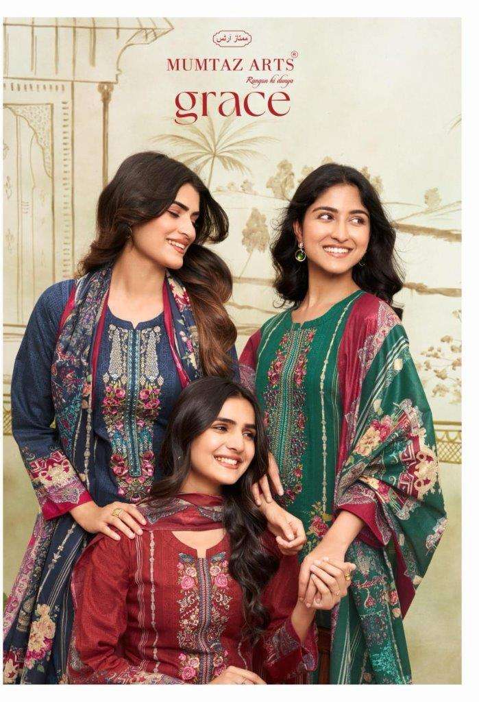 MUMTAZ ARTS GRACE 1301 TO 1306 SERIES VISCOSE LAWN COTTON EMBROIDERY DRESSES-00201