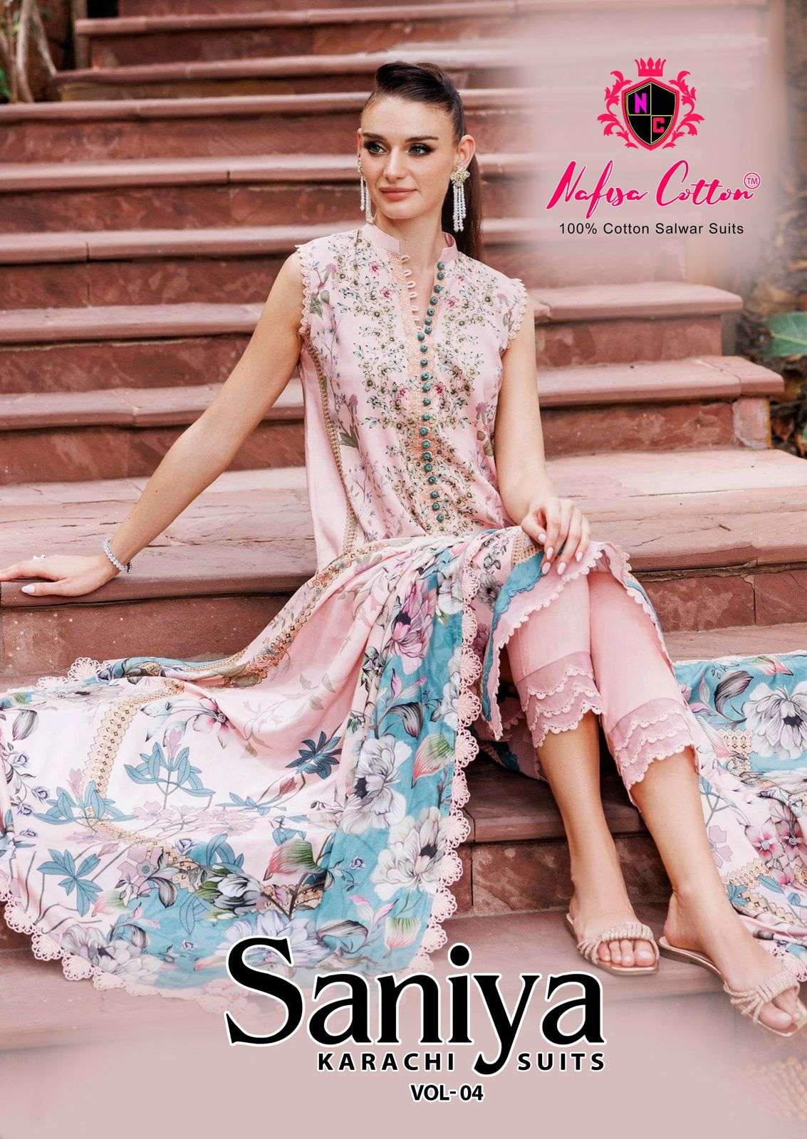 NAFISA COTTON SANIYA KARACHI SUITS VOL-4 4001 TO 4006 SERIES COTTON DRESSES-00062