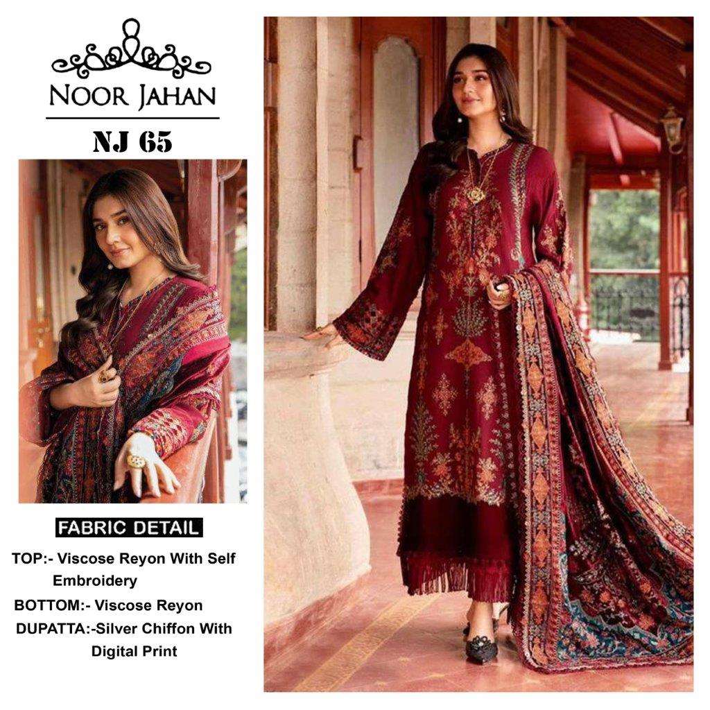 NOOR JAHAN NJ-65 DESIGNER VISCOSE REYON EMBROIDERY PAKISTANI DRESS-00022