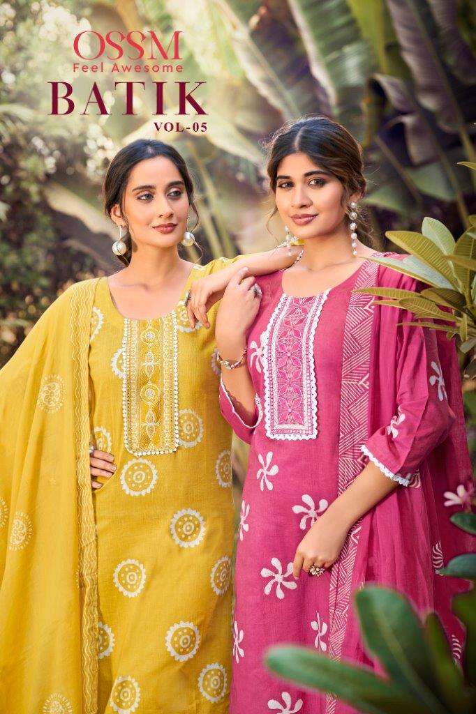 OSSM BATIK VOL-05 1001 TO 1006 SERIES COTTON EMBROIDERED STITCHED DRESSES-00062