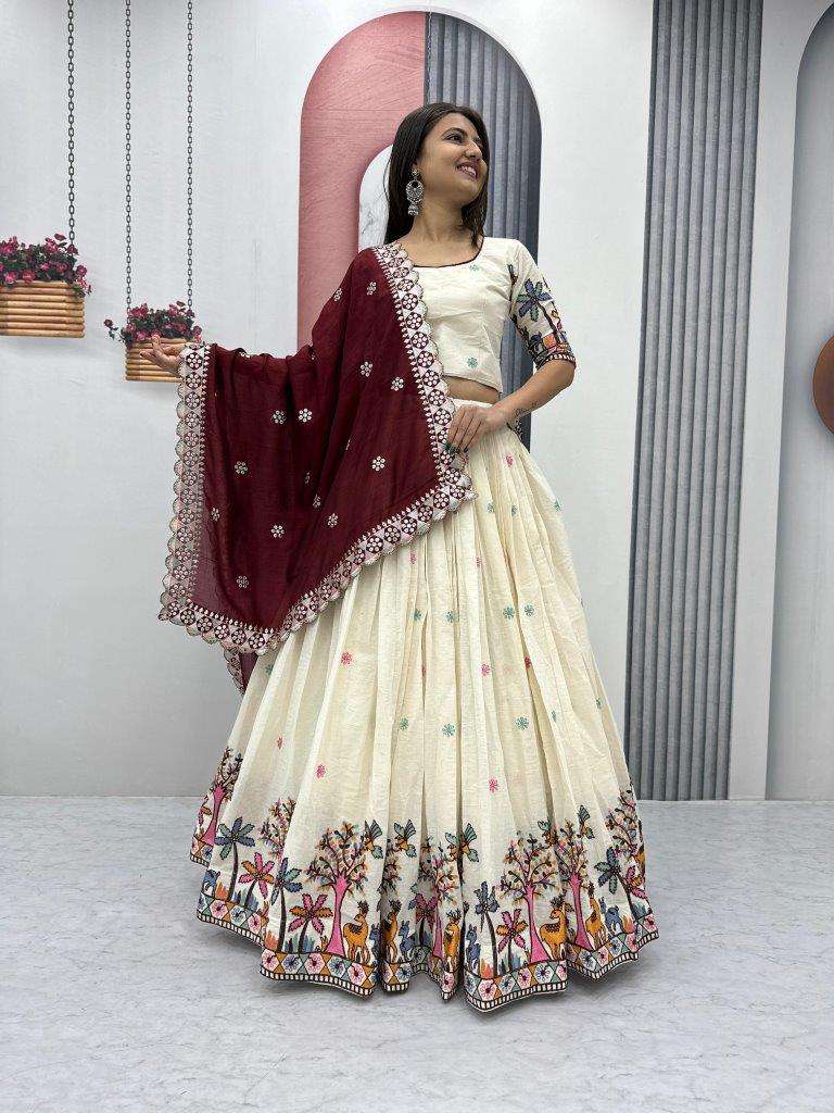PC-505 COLOURS BY ASLIWHOLESALE DESIGNER FANCY COTTON KALAMKARI LEHENGAS-00045