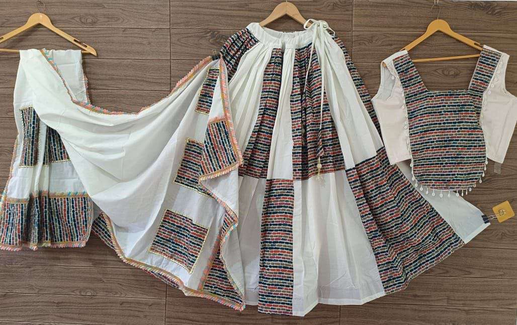 RADHEY BOX 09 BY ASLIWHOLESALE DESIGNER PURE COTTON EMBROIDERY LEHENGS-00283