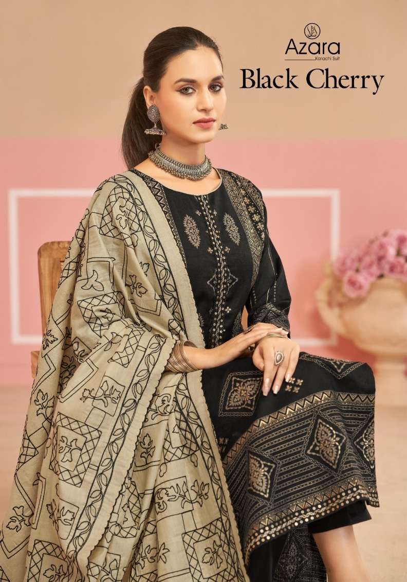 RADHIKA FASHION AZARA BLACK CHERRY 55001 TO 55004 SERIES DESIGNER COTTON DRESSES-00011