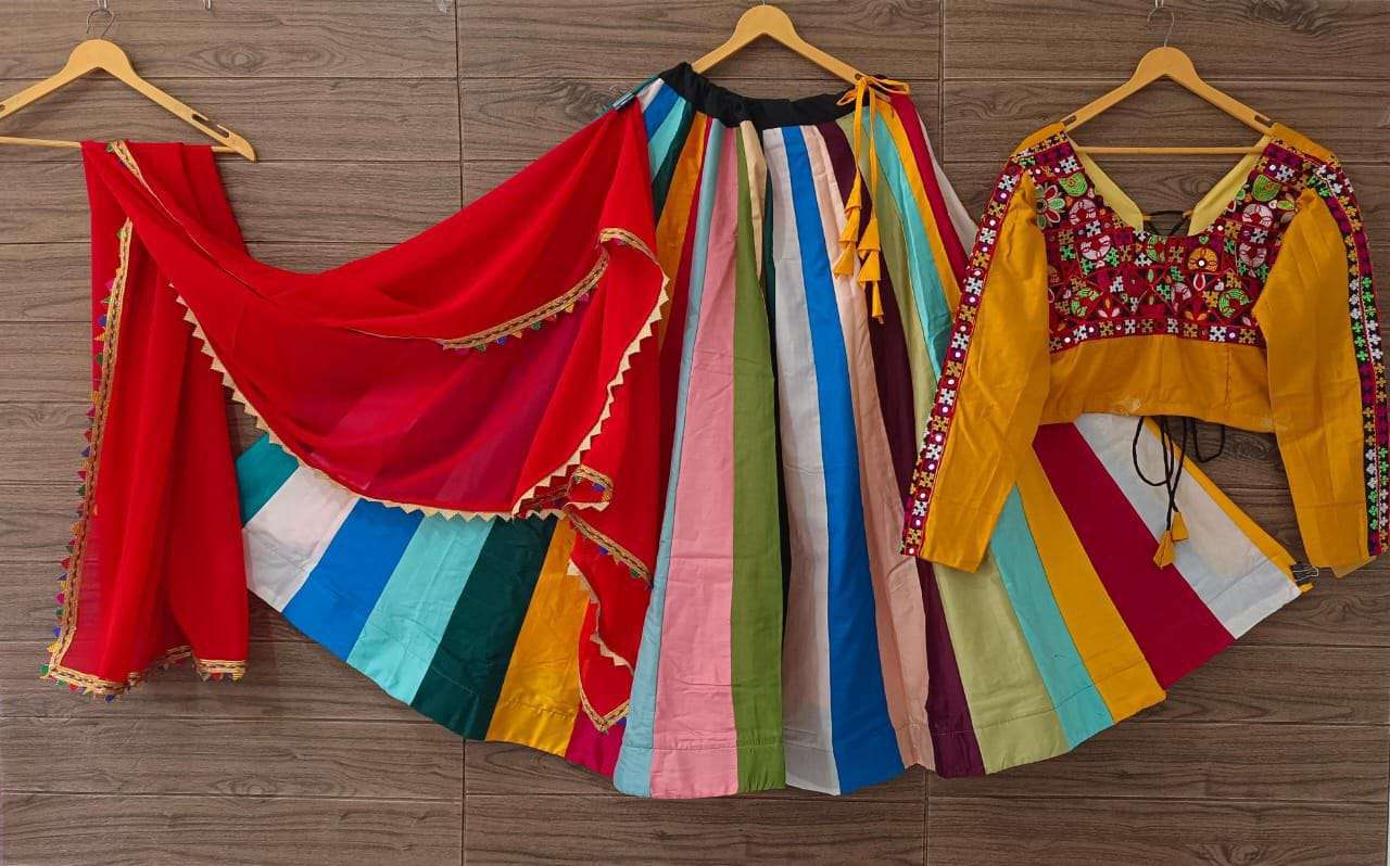 RAINBOW 02 BY ASLIWHOLESALE DESIGNER PURE COTTON EMBROIDERY LEHENGAS-00283